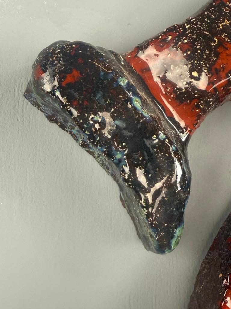 Glazed Brutalist Big Seahorse ceramic wall decoration- Piet Lemahieu, Belgium -  1960 For Sale