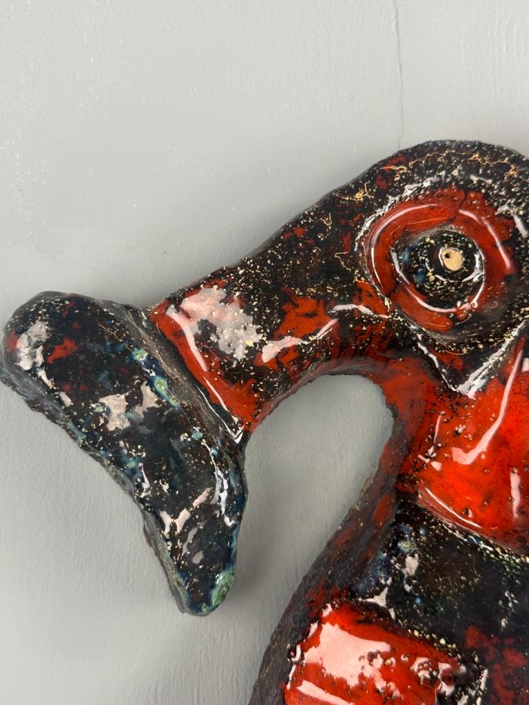 Brutalist Big Seahorse ceramic wall decoration- Piet Lemahieu, Belgium -  1960 In Good Condition For Sale In The Hague, NL