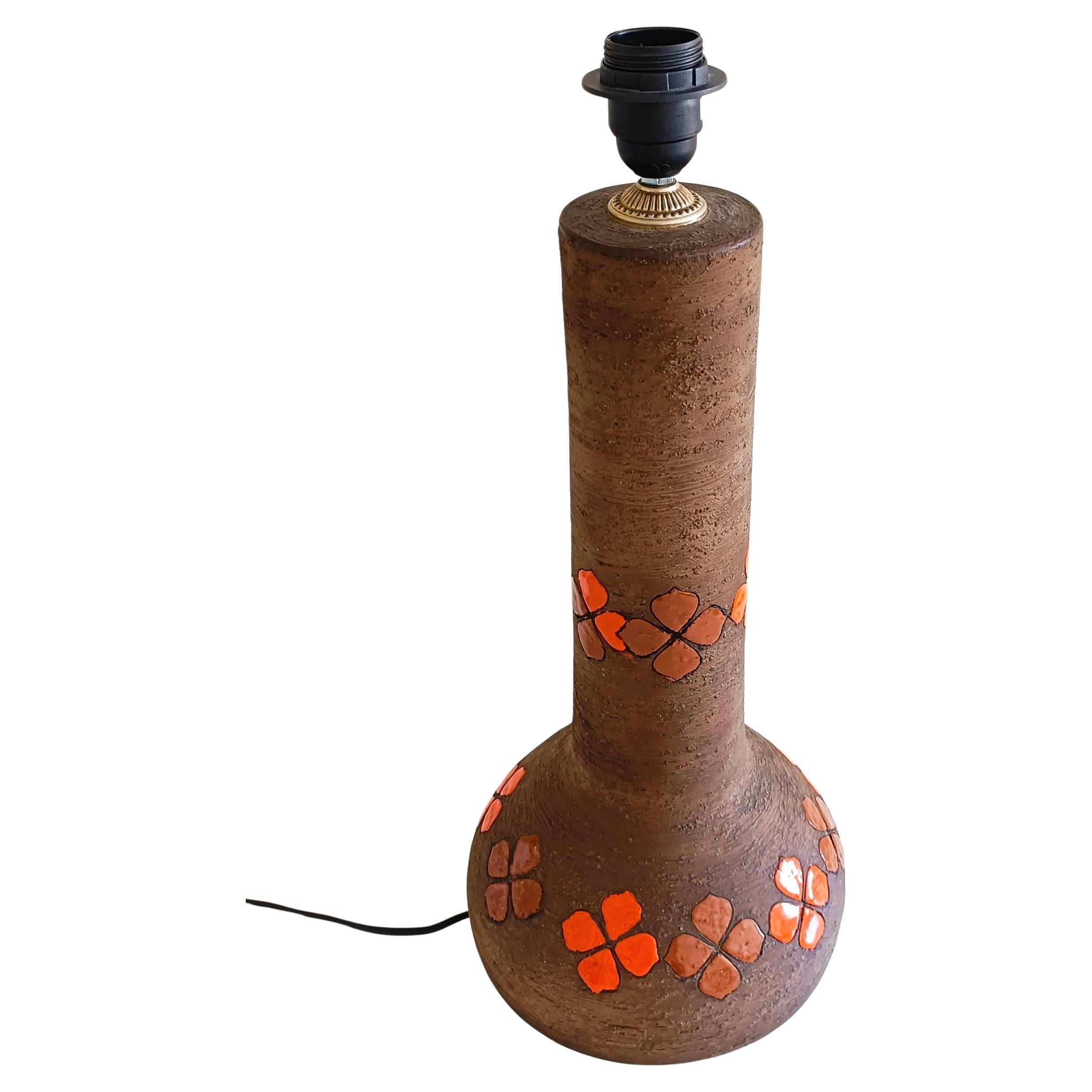 Lampada da tavolo in ceramica brutalista Quadrifoglio Decor, Italia 1960, di Bitossi Aldo Londi 3