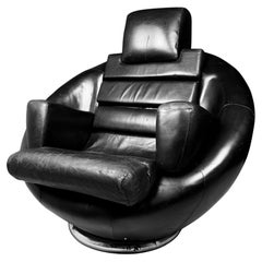 Brutalist black armchair by Boris Krstulović, Yugoslavia, Croatia, 1970s