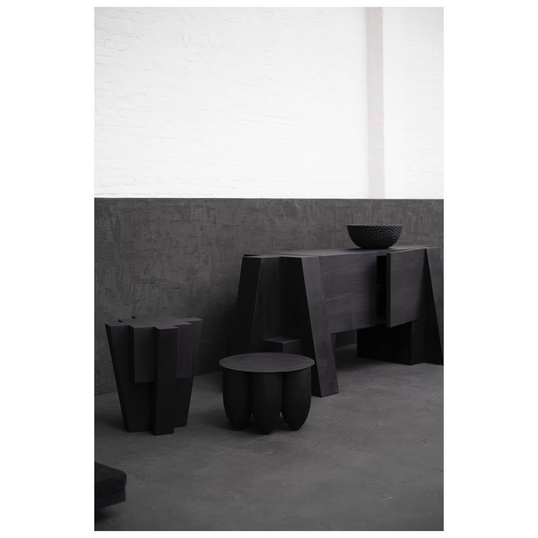 Other Brutalist Black Bunker Side Table by Arno Declercq For Sale