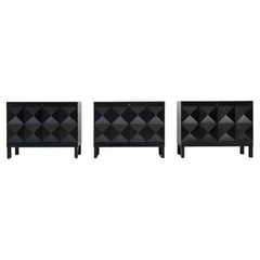 Brutalist black cabinet with graphic doors, Belgium