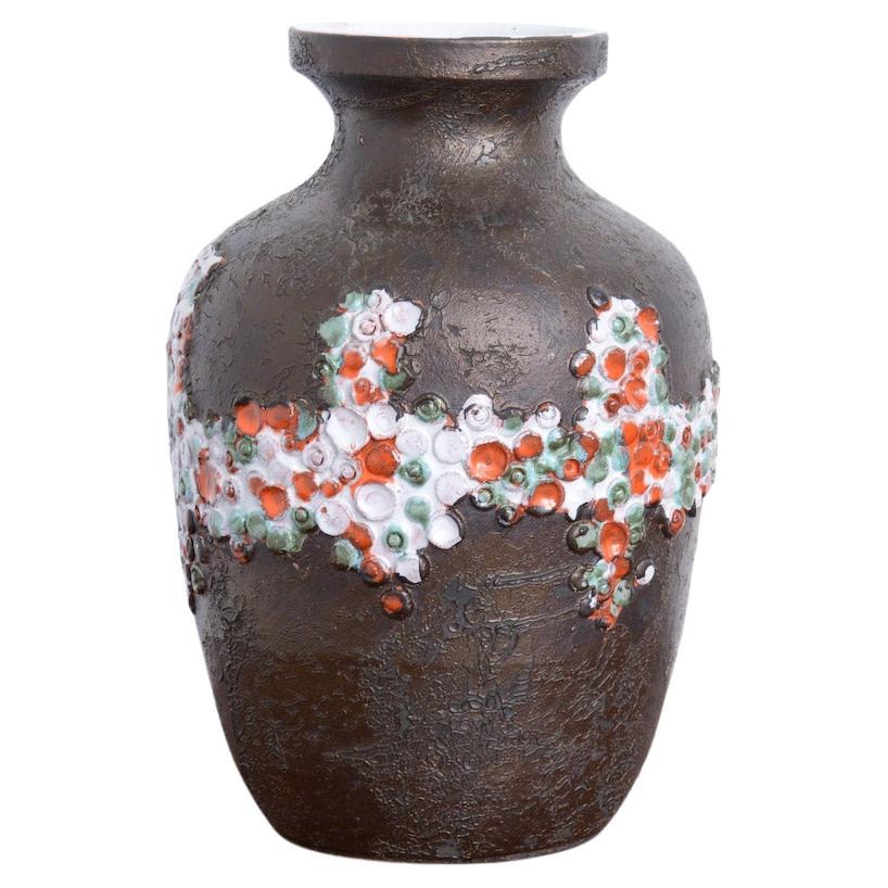 Brutalist Black Ceramic Vase by Perignem For Sale