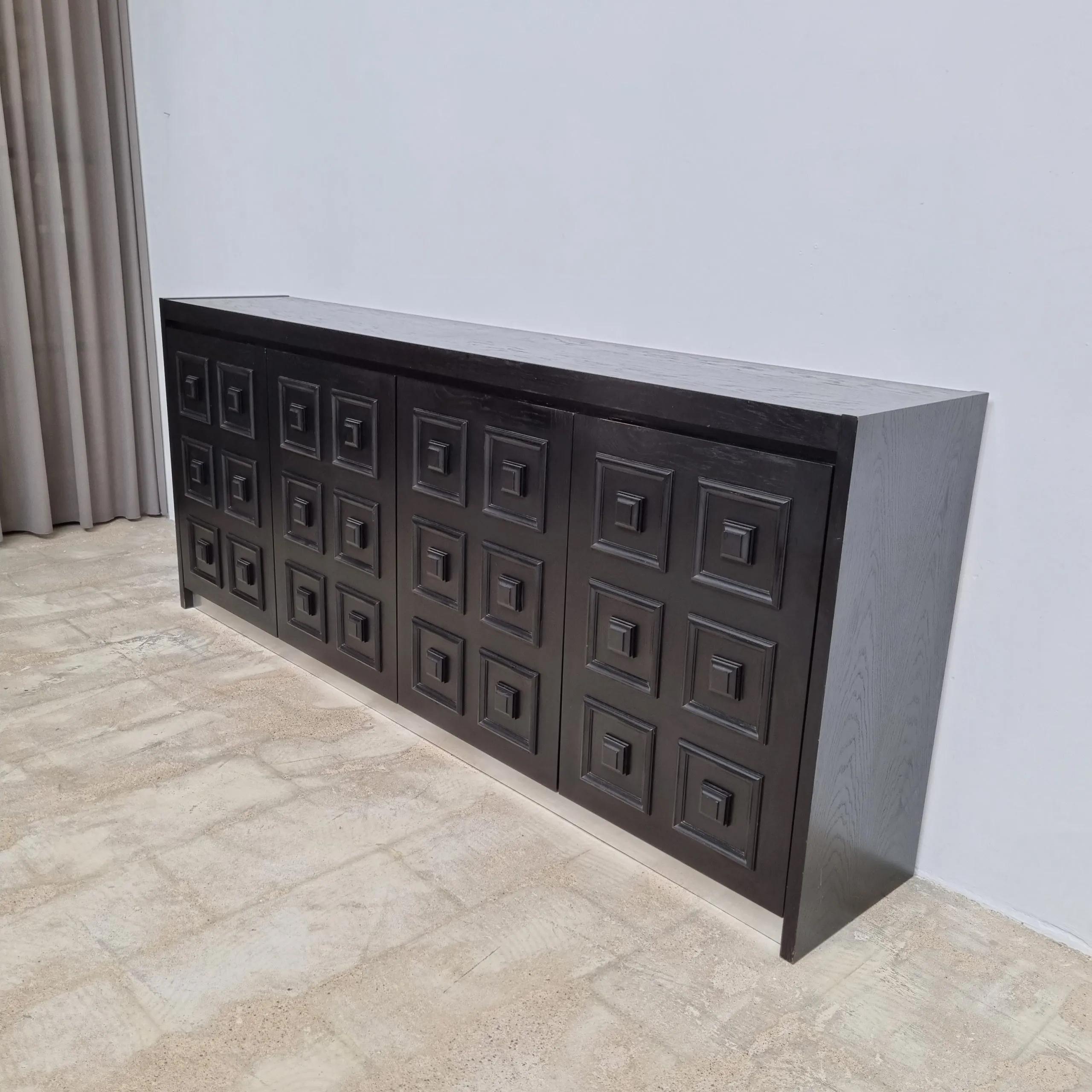 Brutalist Black Ebonized Credenza, Belgium, 1970s 1