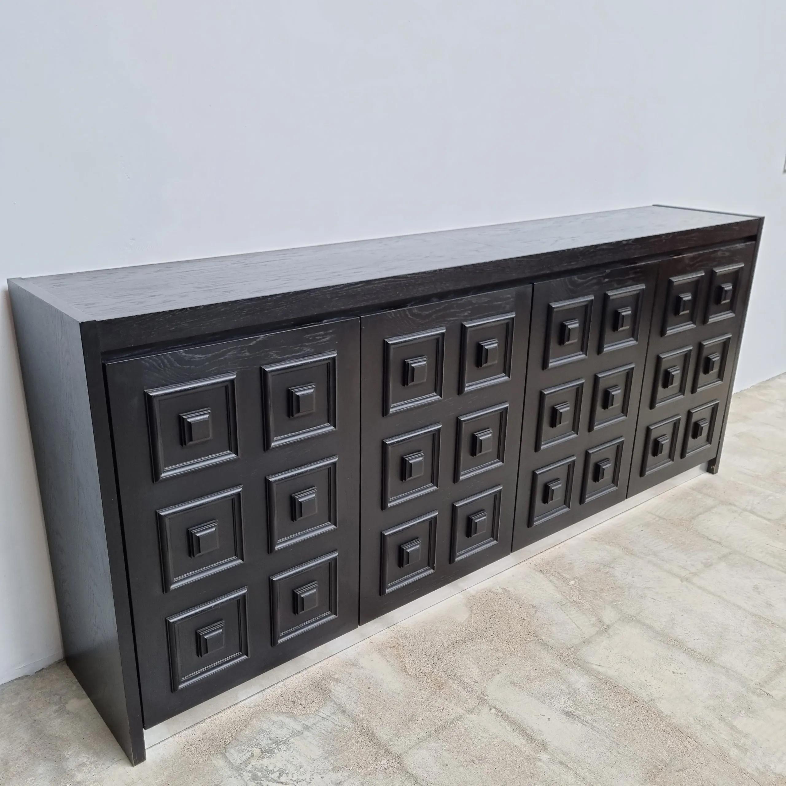 Brutalist Black Ebonized Credenza, Belgium, 1970s 2