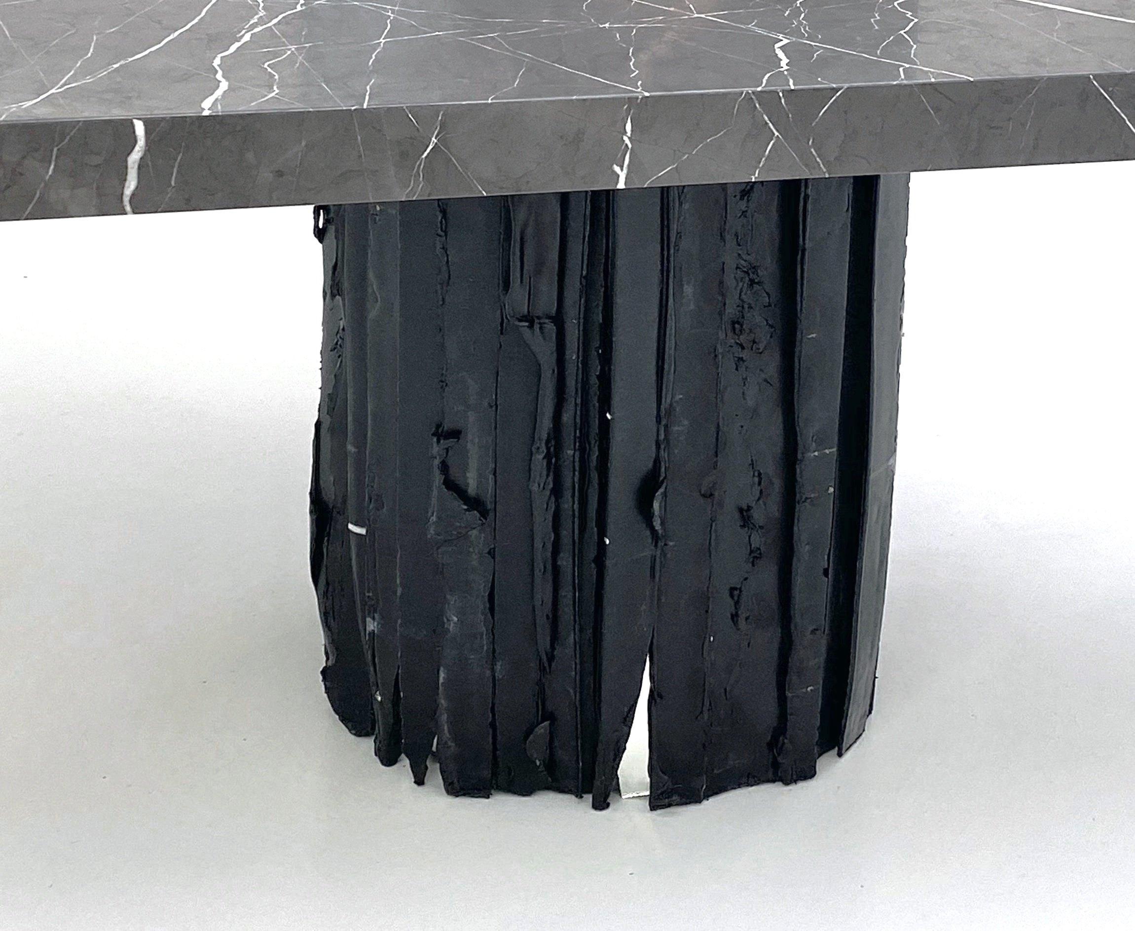 Brutalist Collectible design black marble triangular table by Roos Schneijderberg For Sale