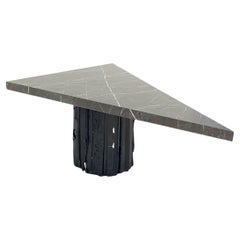 Collectible design black marble triangular table by Roos Schneijderberg