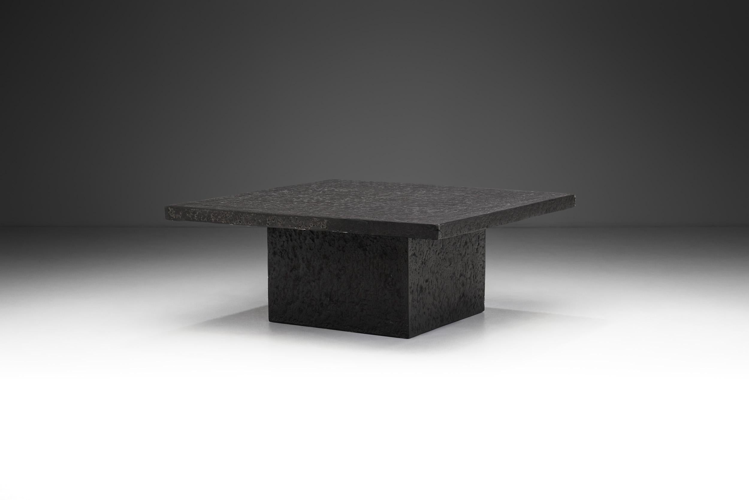 Brutalist Black Square Polychrome Coffee Table, Europe 20th Century In Good Condition In Utrecht, NL