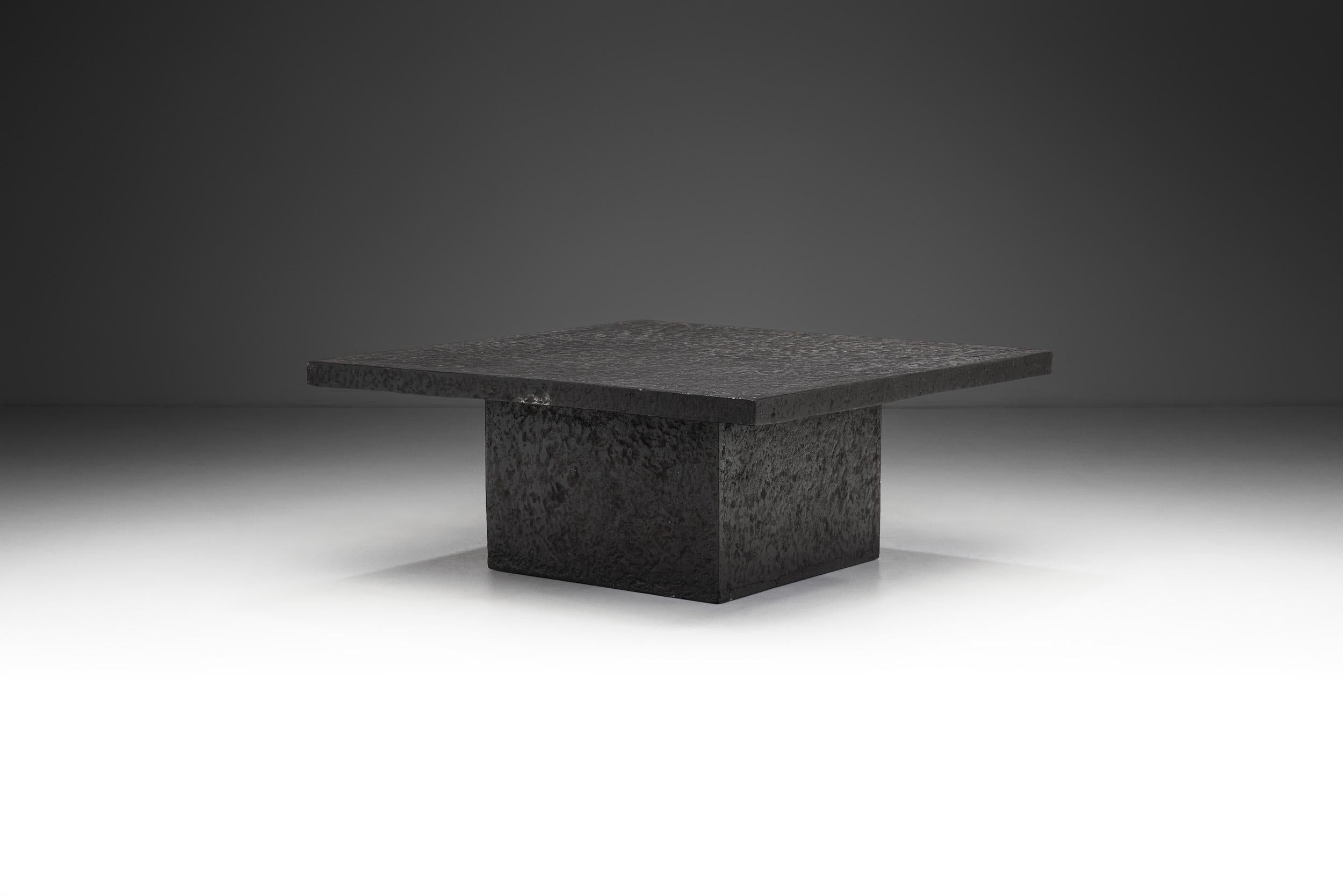 Resin Brutalist Black Square Polychrome Coffee Table, Europe 20th Century