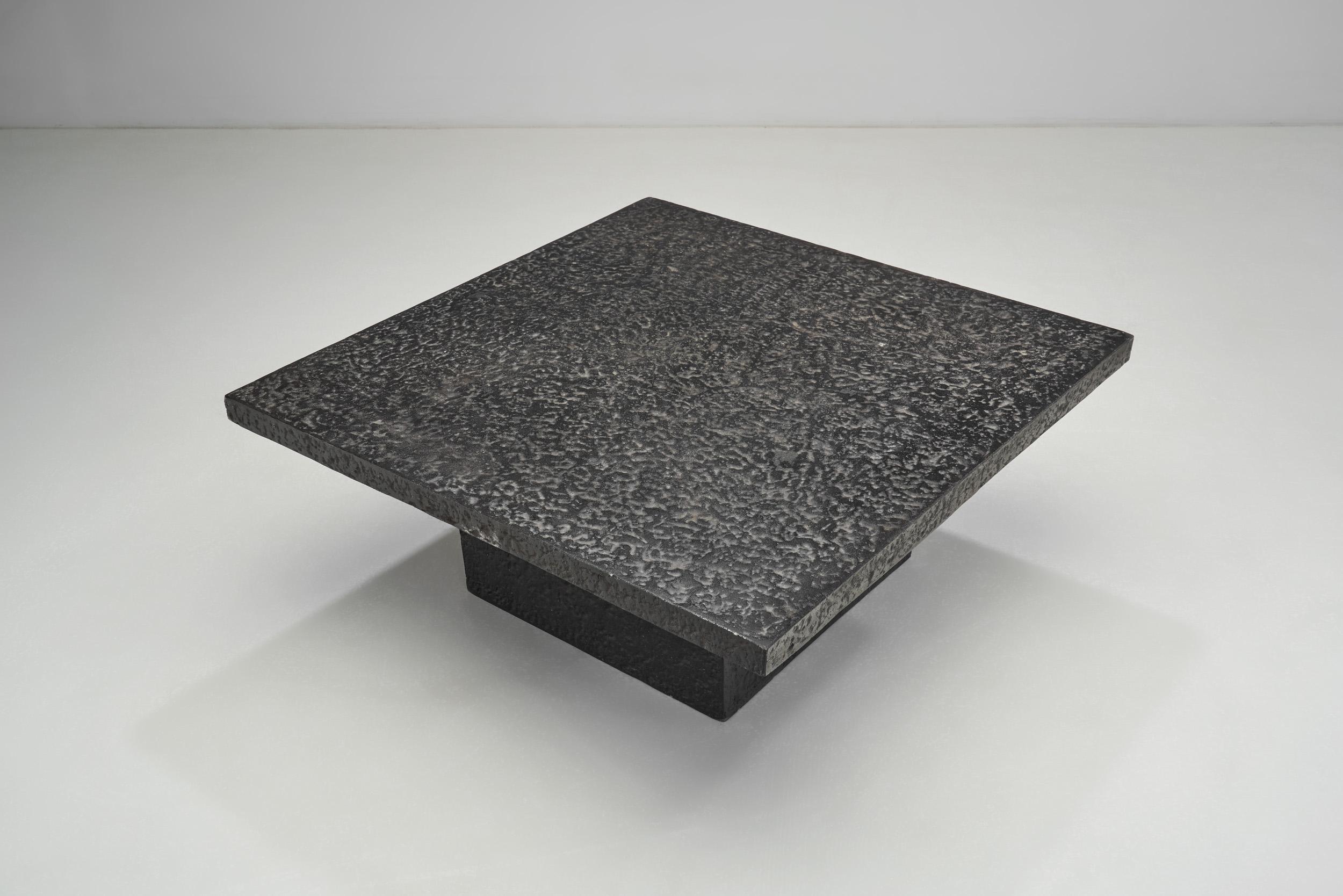 Brutalist Black Square Polychrome Coffee Table, Europe 20th Century 2