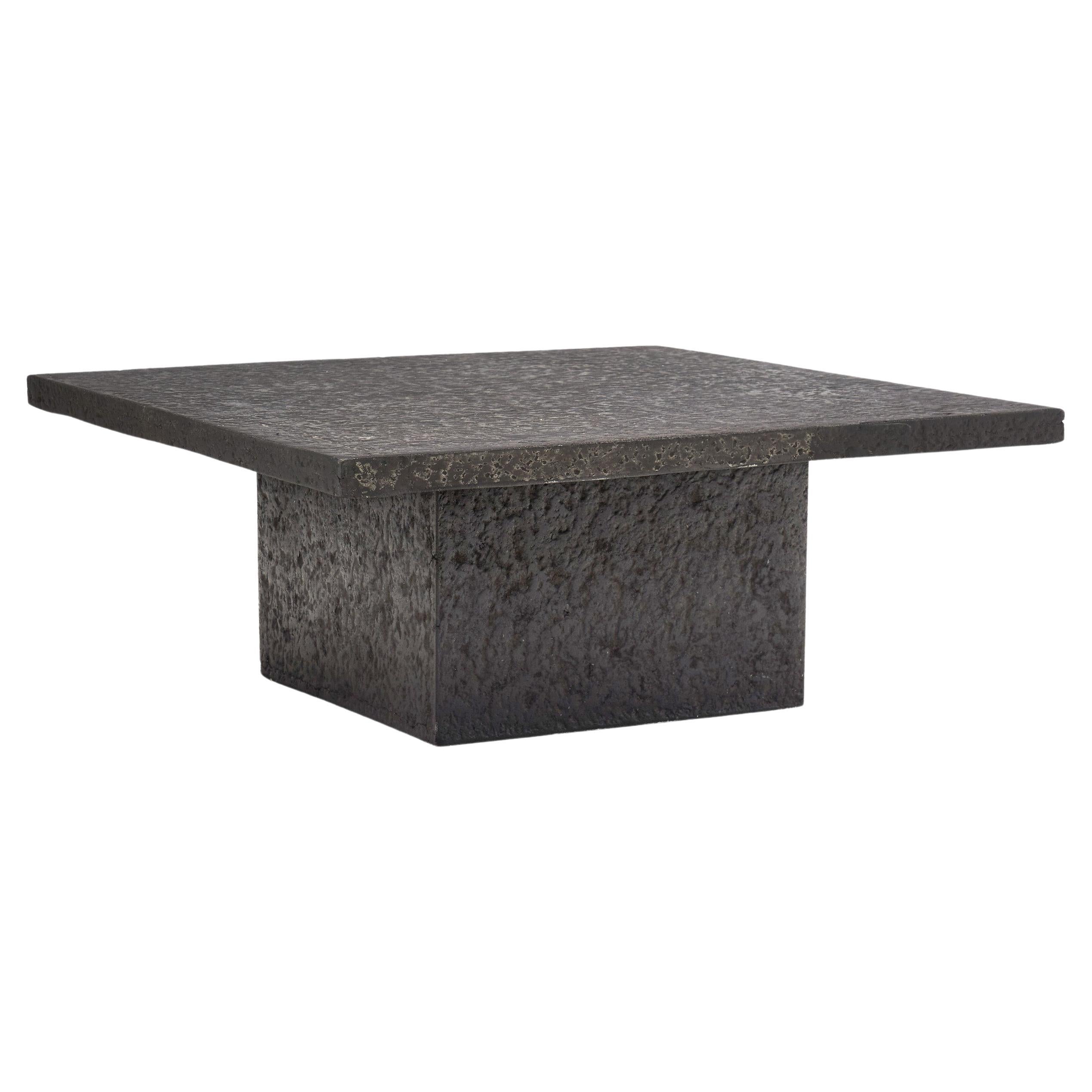 Brutalist Black Square Polychrome Coffee Table, Europe 20th Century