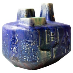 Brutalist Blue Green Vase by. Helmut Friedrich Schäffenacker, 1970s, Germany
