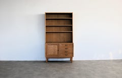 Vintage Danish Brutalist Bookcase, Oak & Brass, 1960s, Good Condition