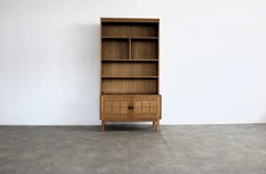 brutalist bookcase  wall cabinet  oak  1960s  Danish