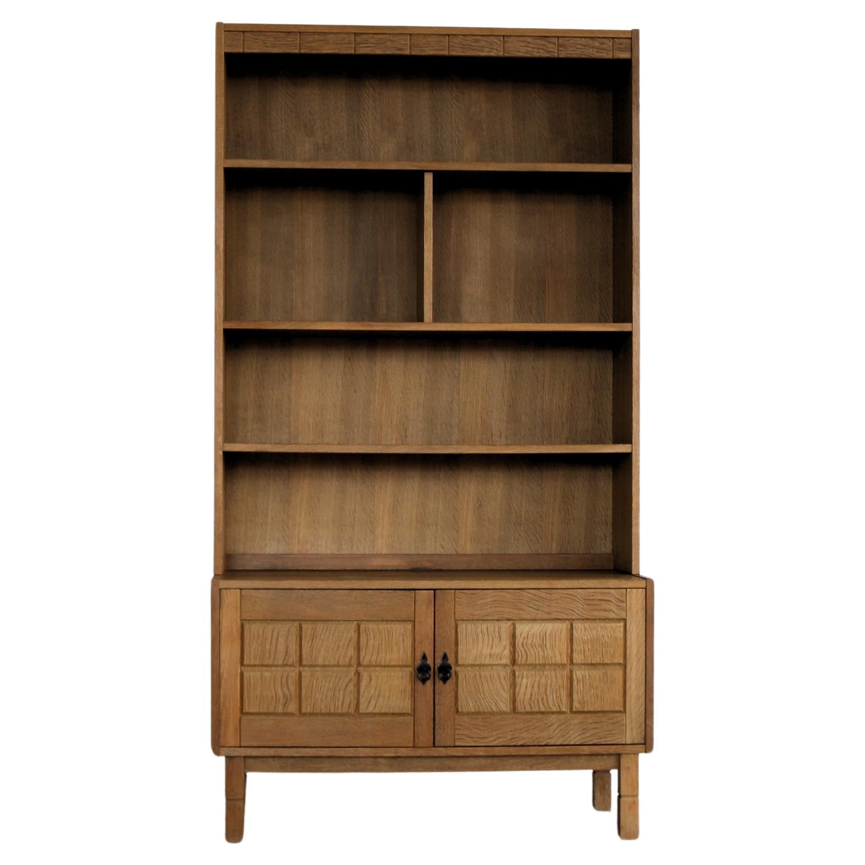 brutalist bookcase  wall cabinet  oak  1960s  Danish