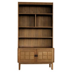 brutalist bookcase  wall cabinet  oak  1960s  Danish