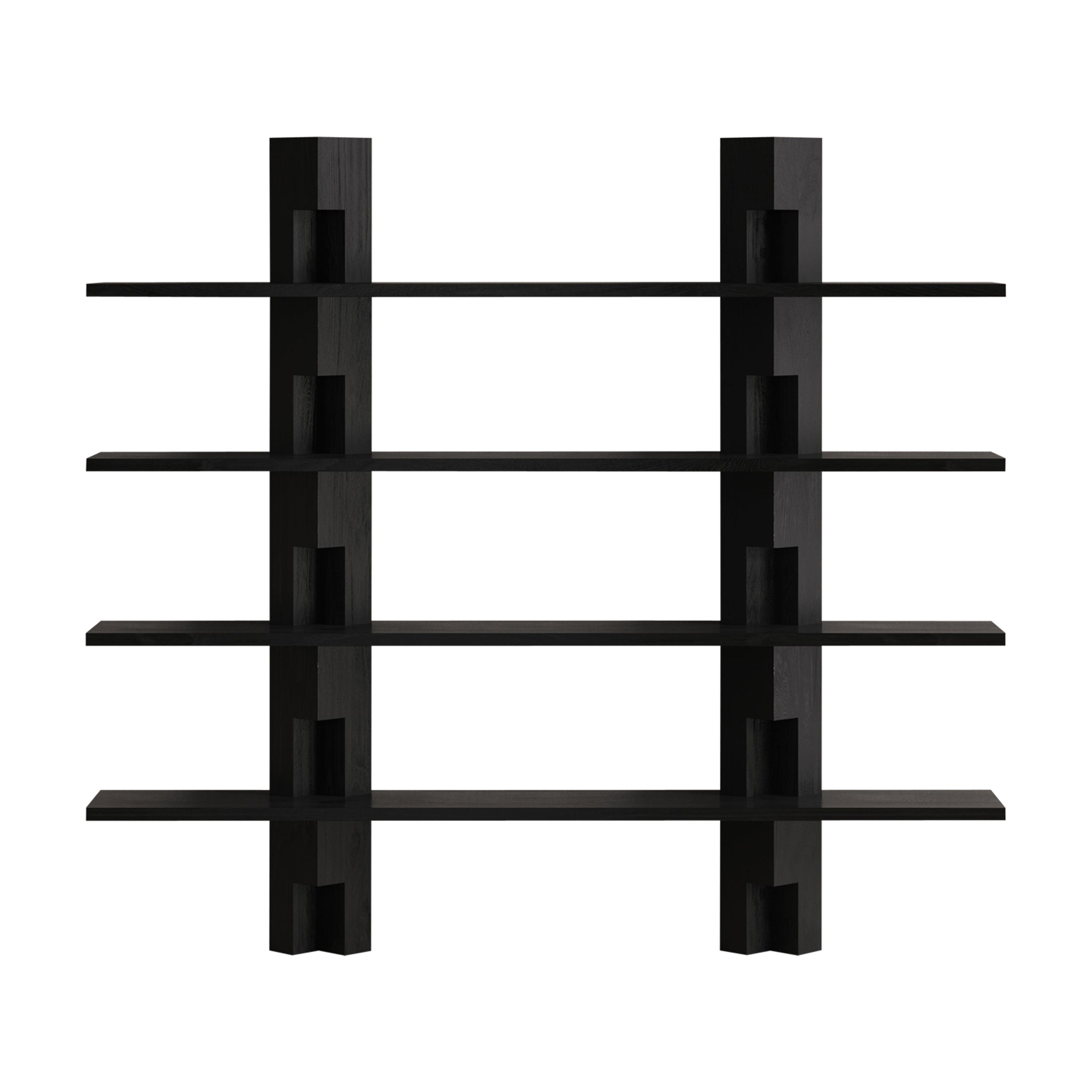 Brutalist Bookshelf in Solid Black Oak - Galea Bibliothèque by Mokko For Sale