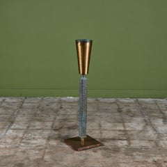 Brutalist Brass and Bronze Floor Vase