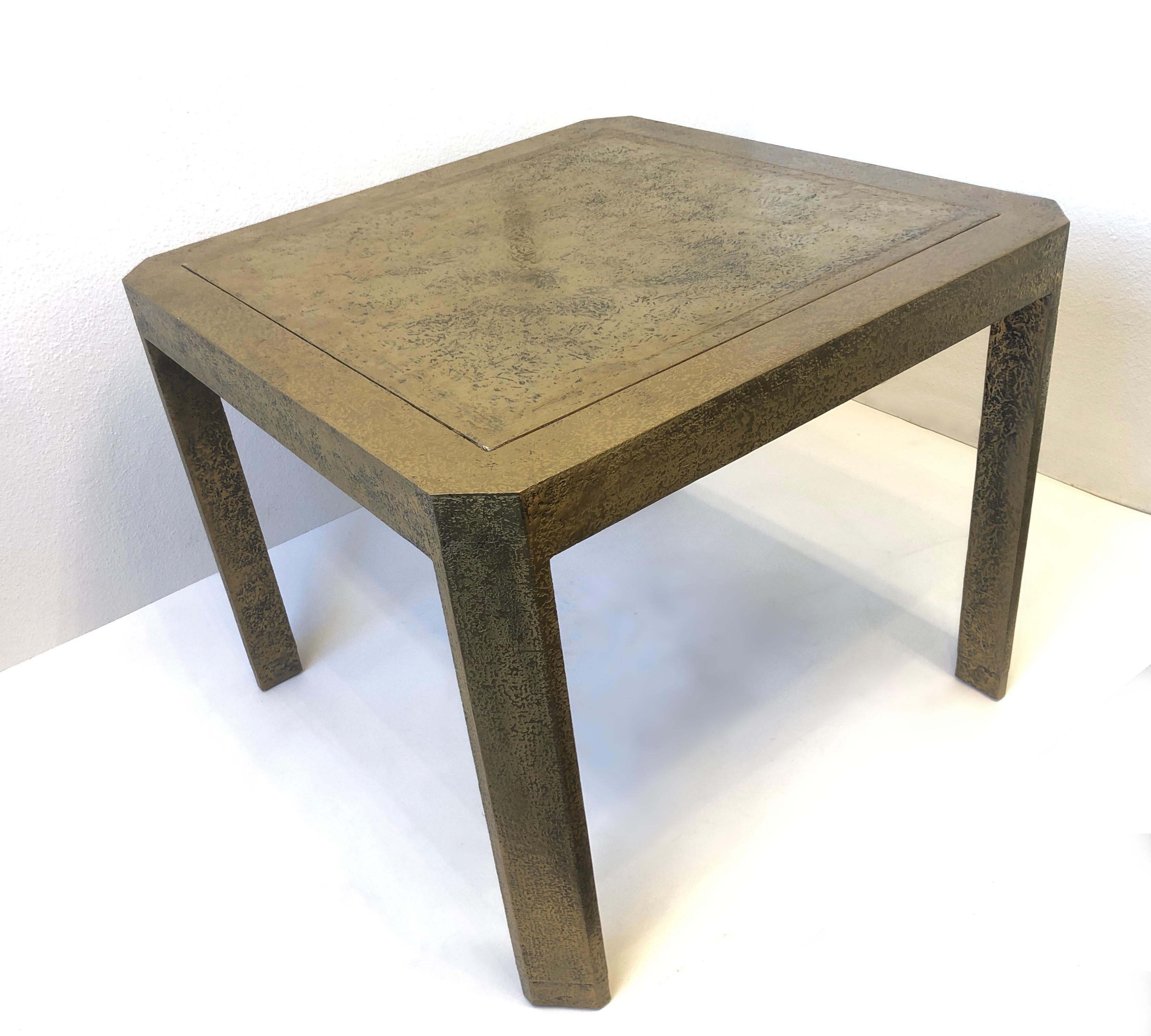 Brutalist Brass and Burlwood Game Table by Steve Chase 2