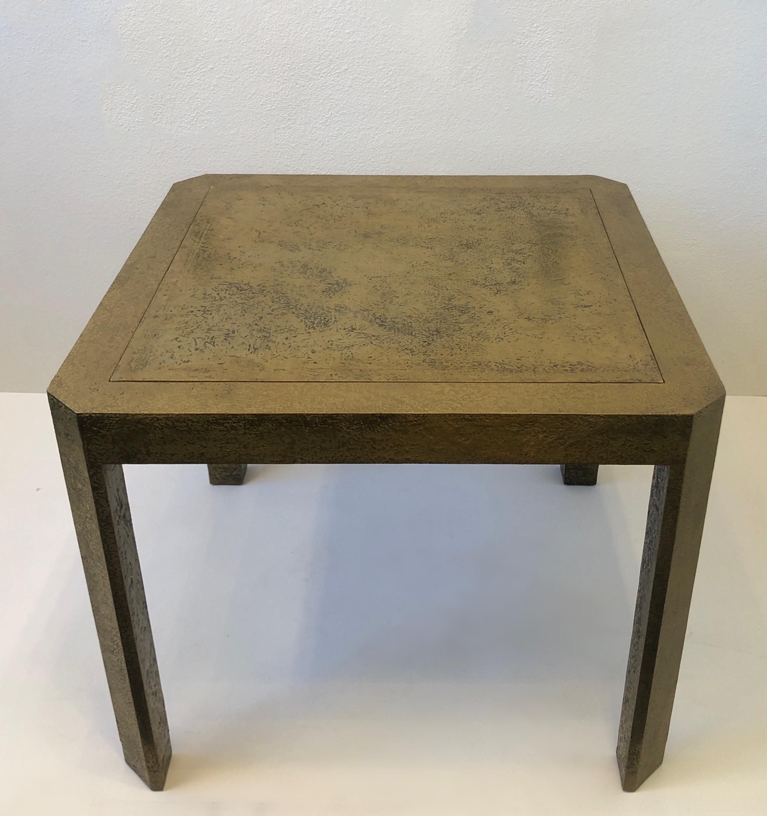 Late 20th Century Brutalist Brass and Burlwood Game Table by Steve Chase