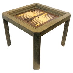 Brutalist Brass and Burlwood Game Table by Steve Chase