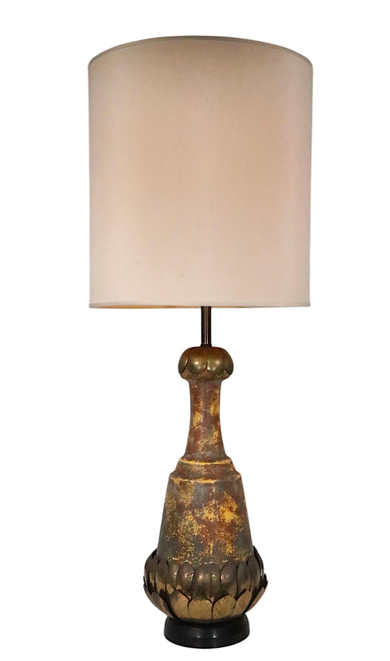 Brutalist Brass and Ceramic Table Lamp c. 1970's For Sale 5