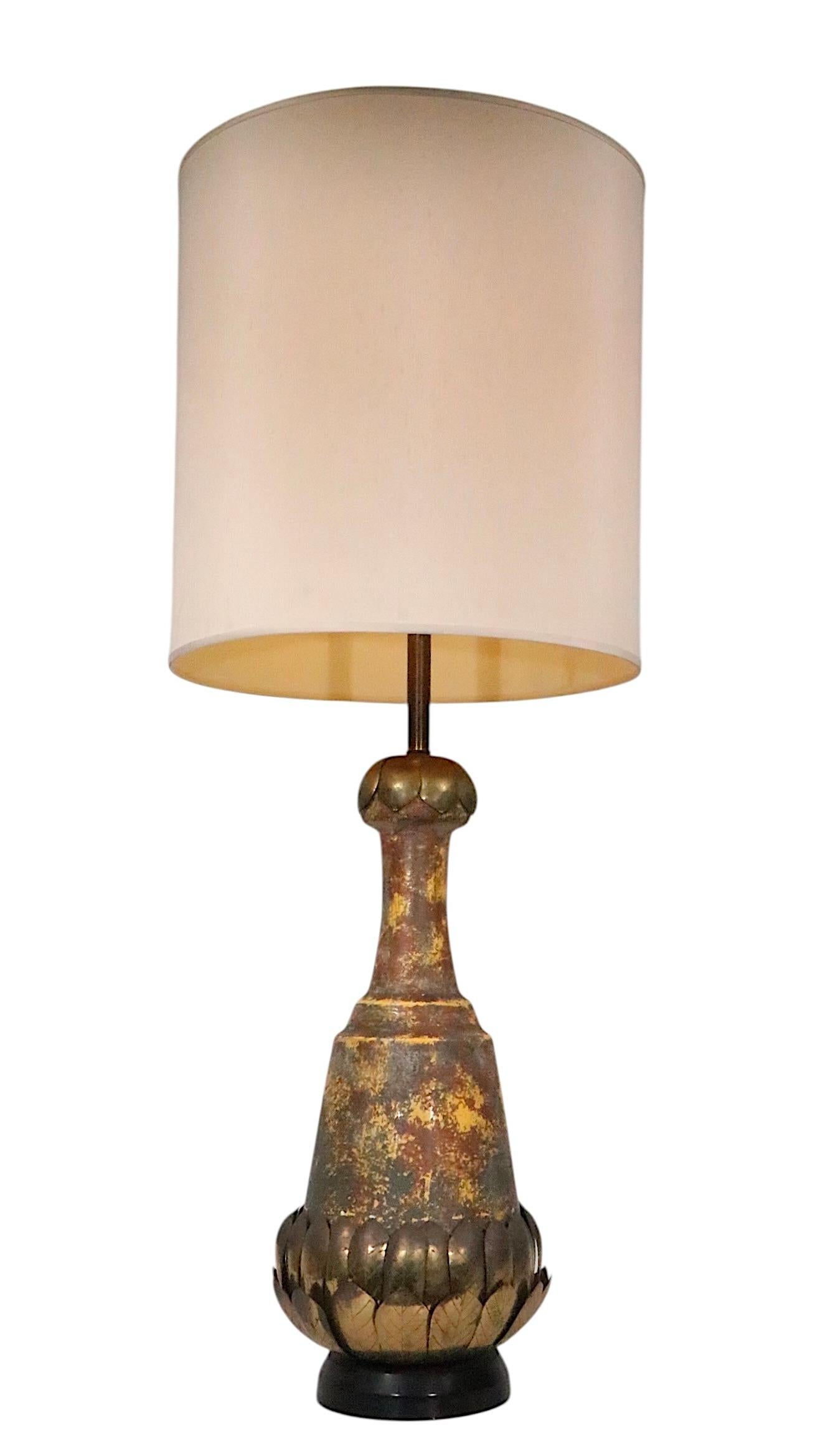 Brutalist Brass and Ceramic Table Lamp c. 1970's For Sale 6