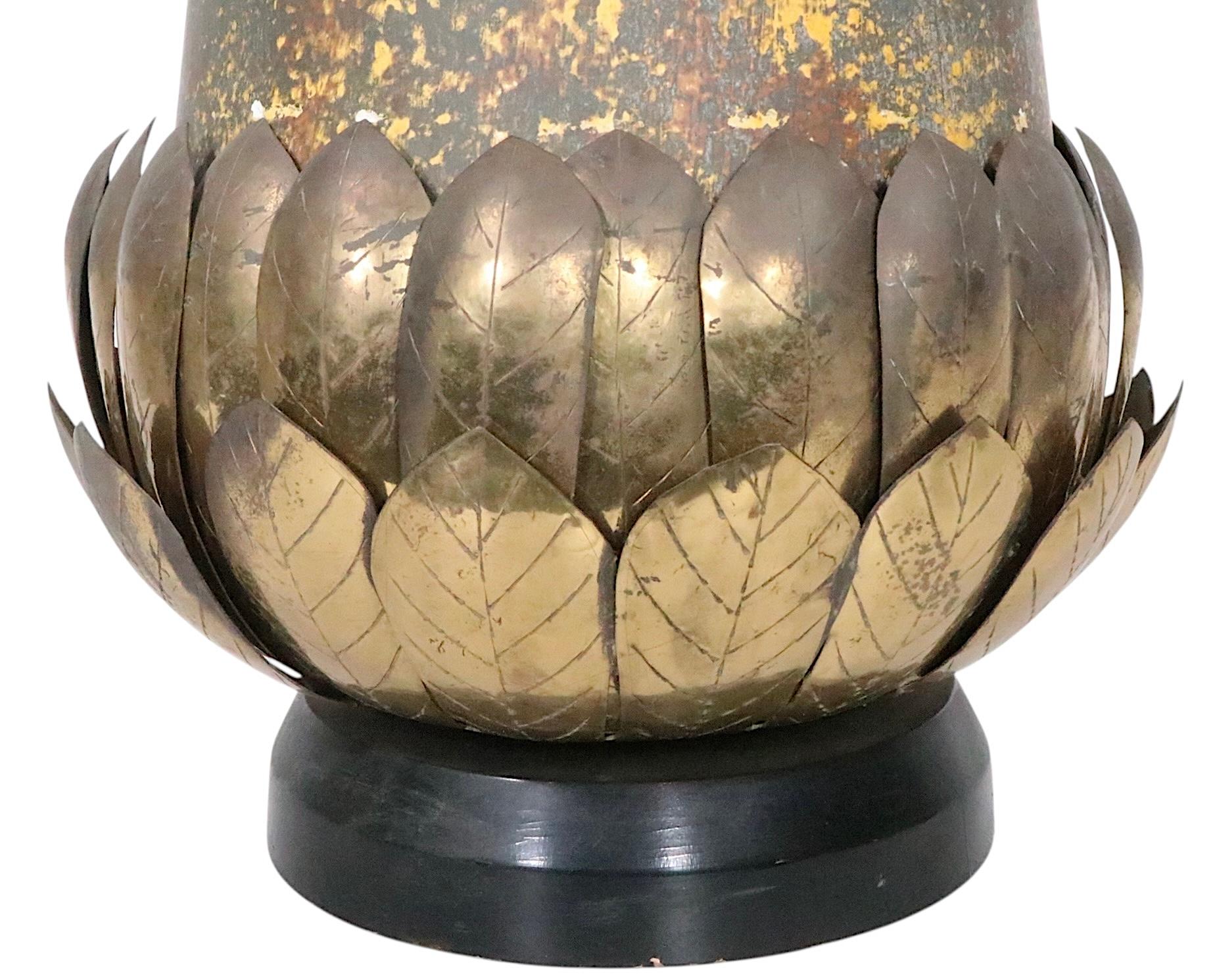Brutalist Brass and Ceramic Table Lamp c. 1970's For Sale 9