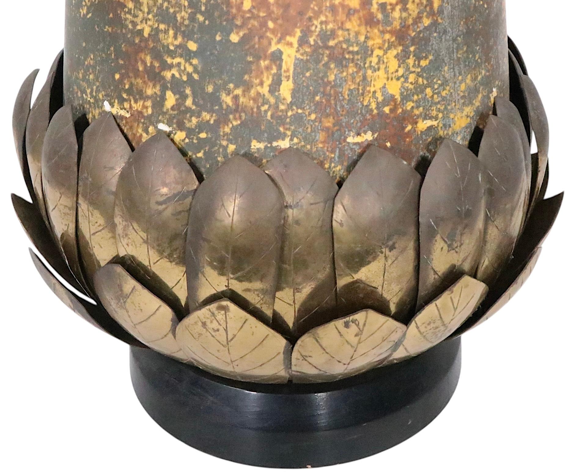 Brutalist Brass and Ceramic Table Lamp c. 1970's For Sale 10