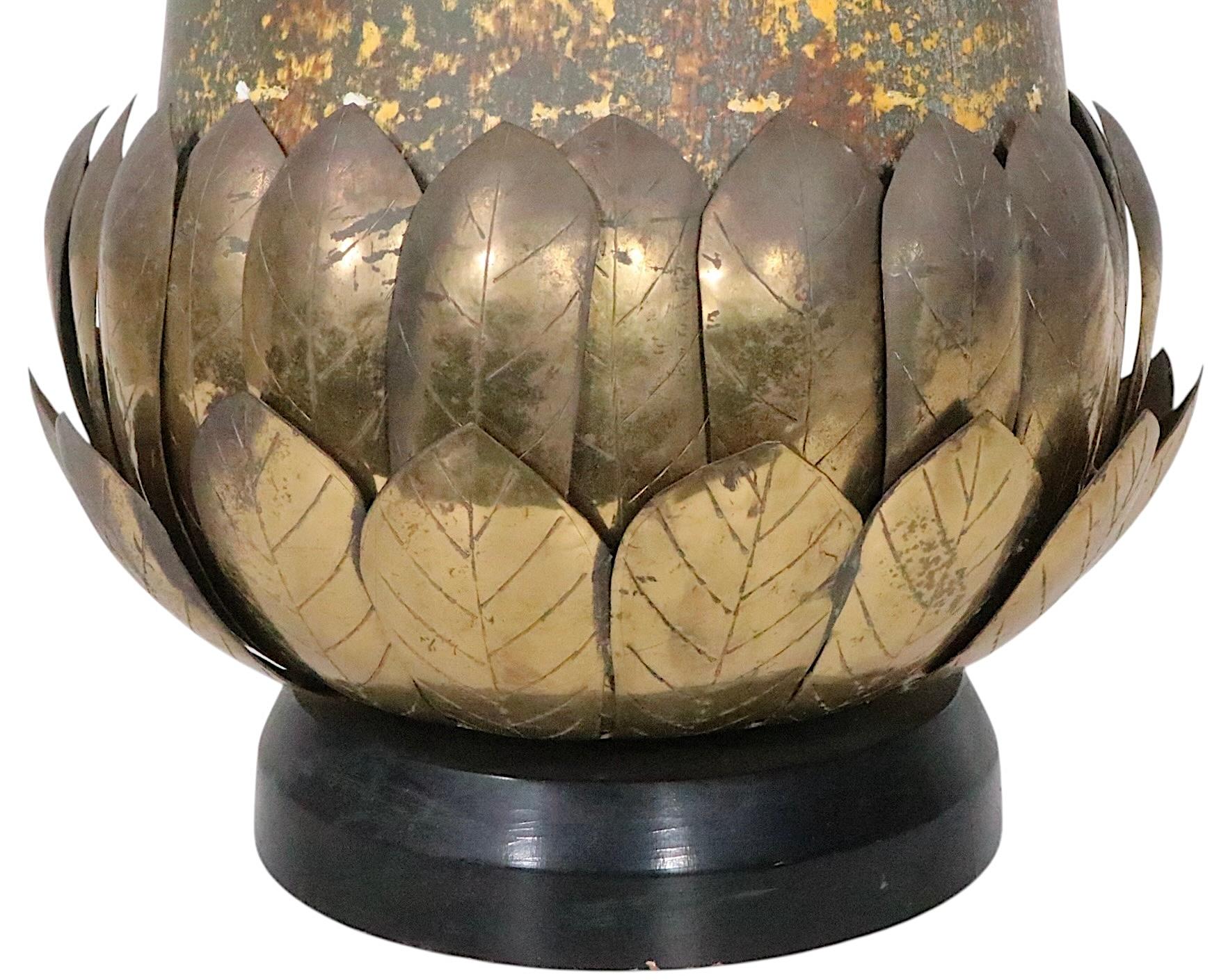 Brutalist Brass and Ceramic Table Lamp c. 1970's For Sale 11