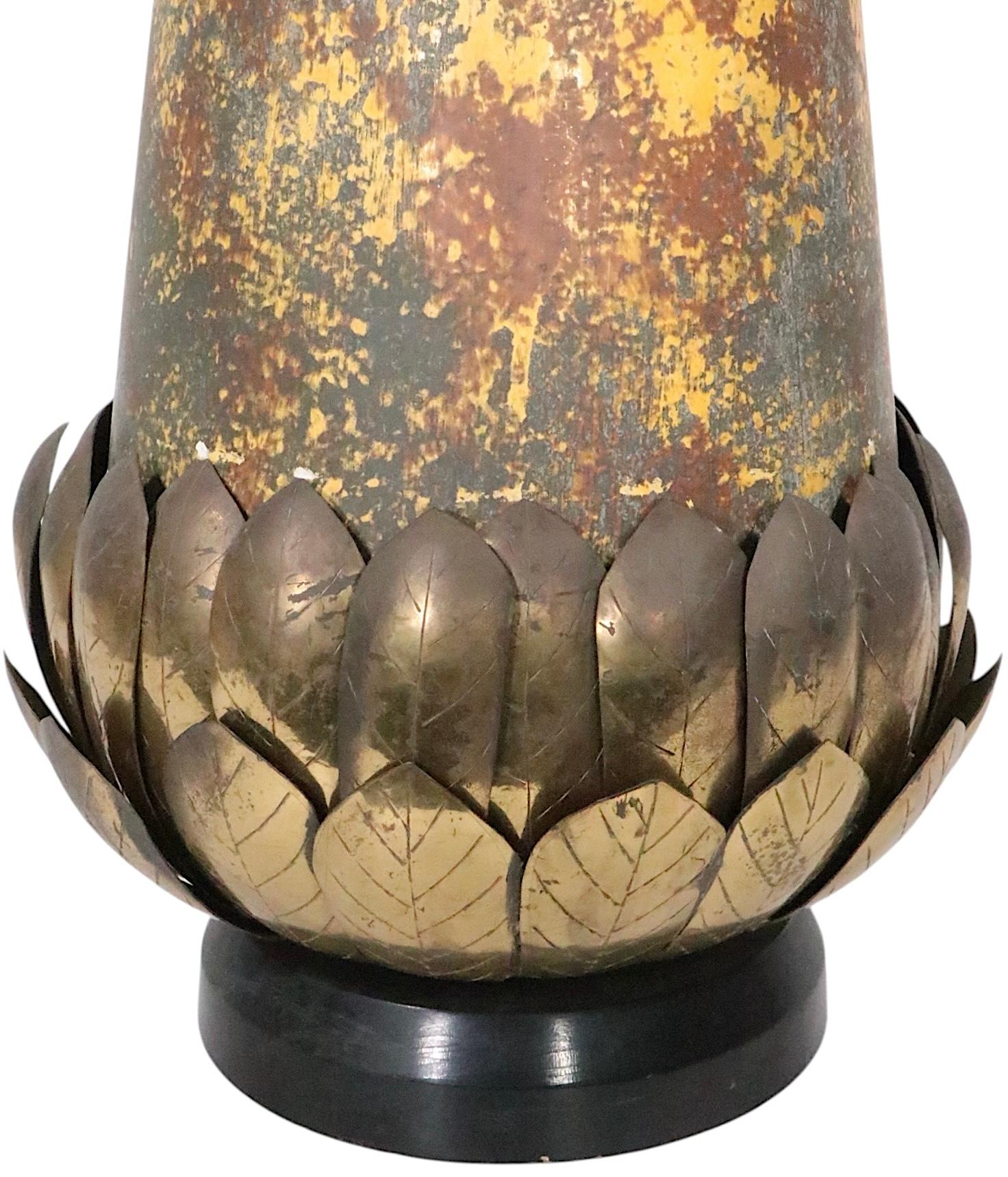 Brutalist Brass and Ceramic Table Lamp c. 1970's For Sale 12