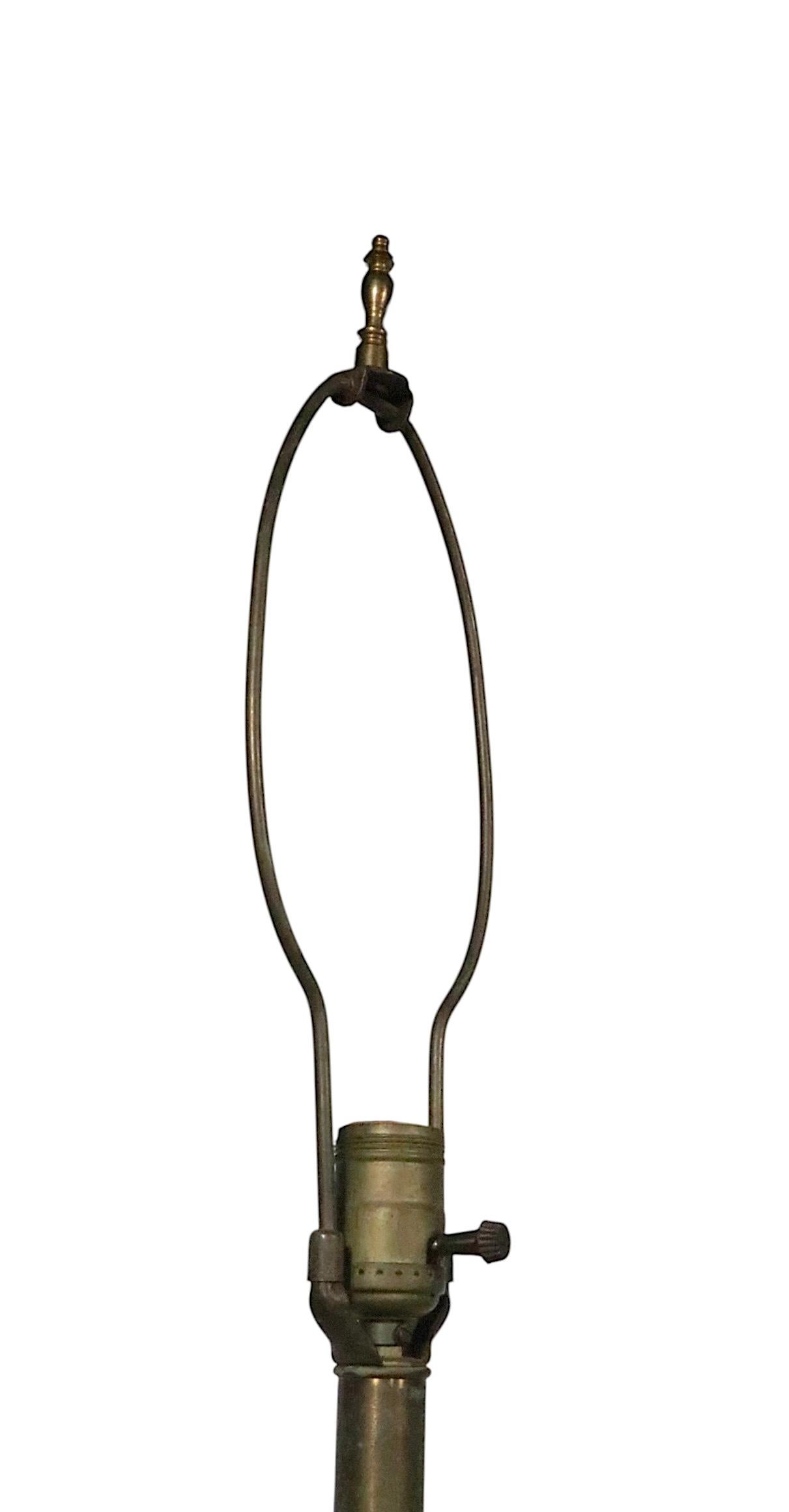 Brutalist Brass and Ceramic Table Lamp c. 1970's In Good Condition For Sale In New York, NY