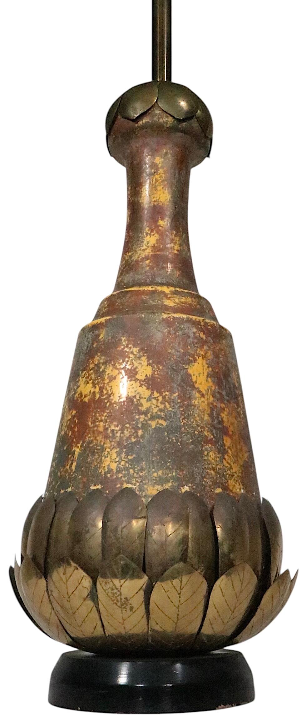 Brutalist Brass and Ceramic Table Lamp c. 1970's For Sale 1