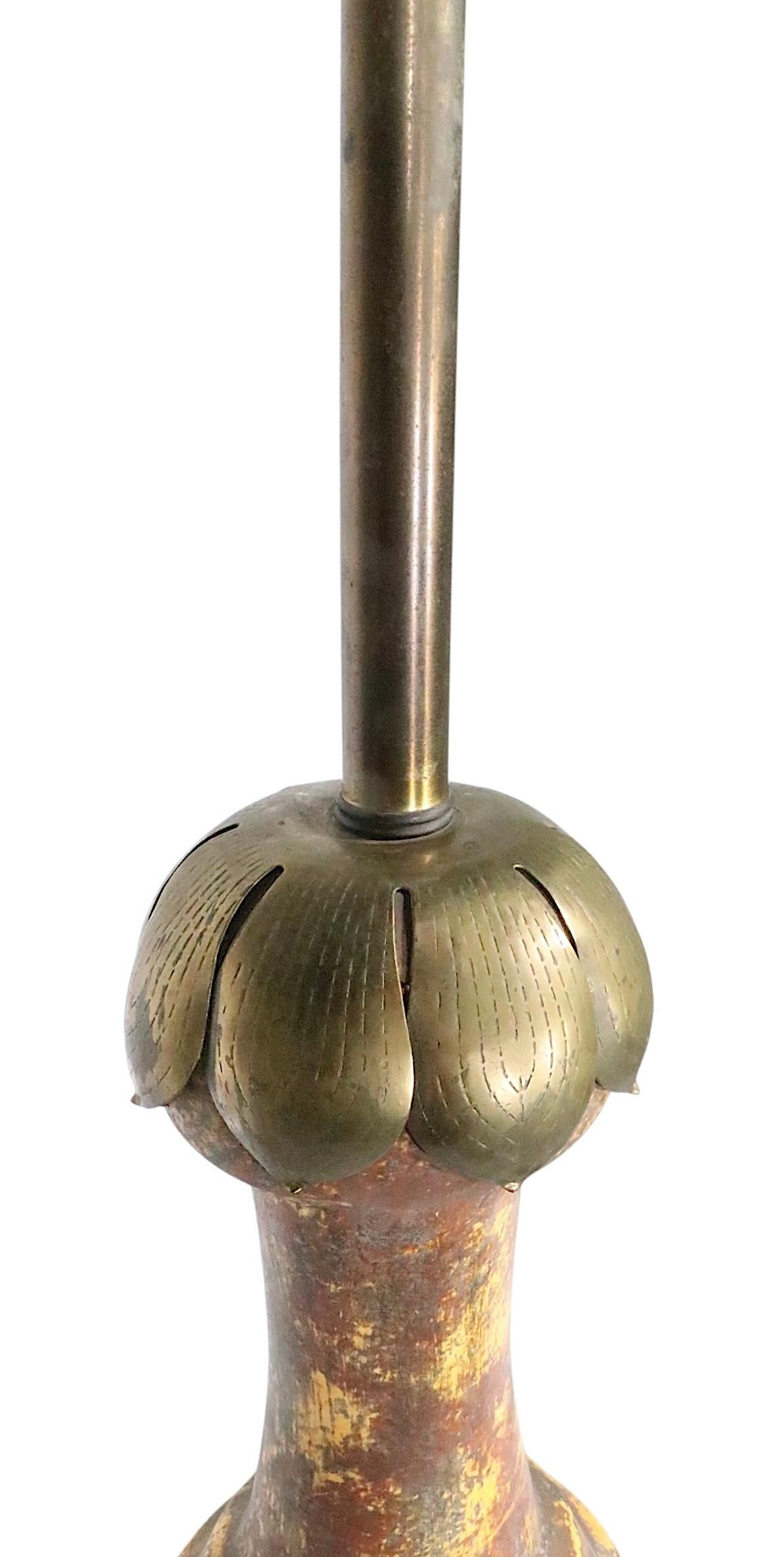 Brutalist Brass and Ceramic Table Lamp c. 1970's For Sale 3