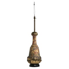 Brutalist Brass and Ceramic Table Lamp c. 1970's