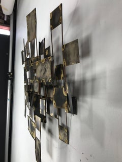 Brutalist Brass and Copper Wall Sculpture "Labyrinth" by Curtis Jere, 1969