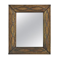 Brutalist brass and tin mirror by Jean Goardère