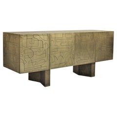 Brutalist brass ART sideboard by Felix de Boussy model "D" Custom made to order
