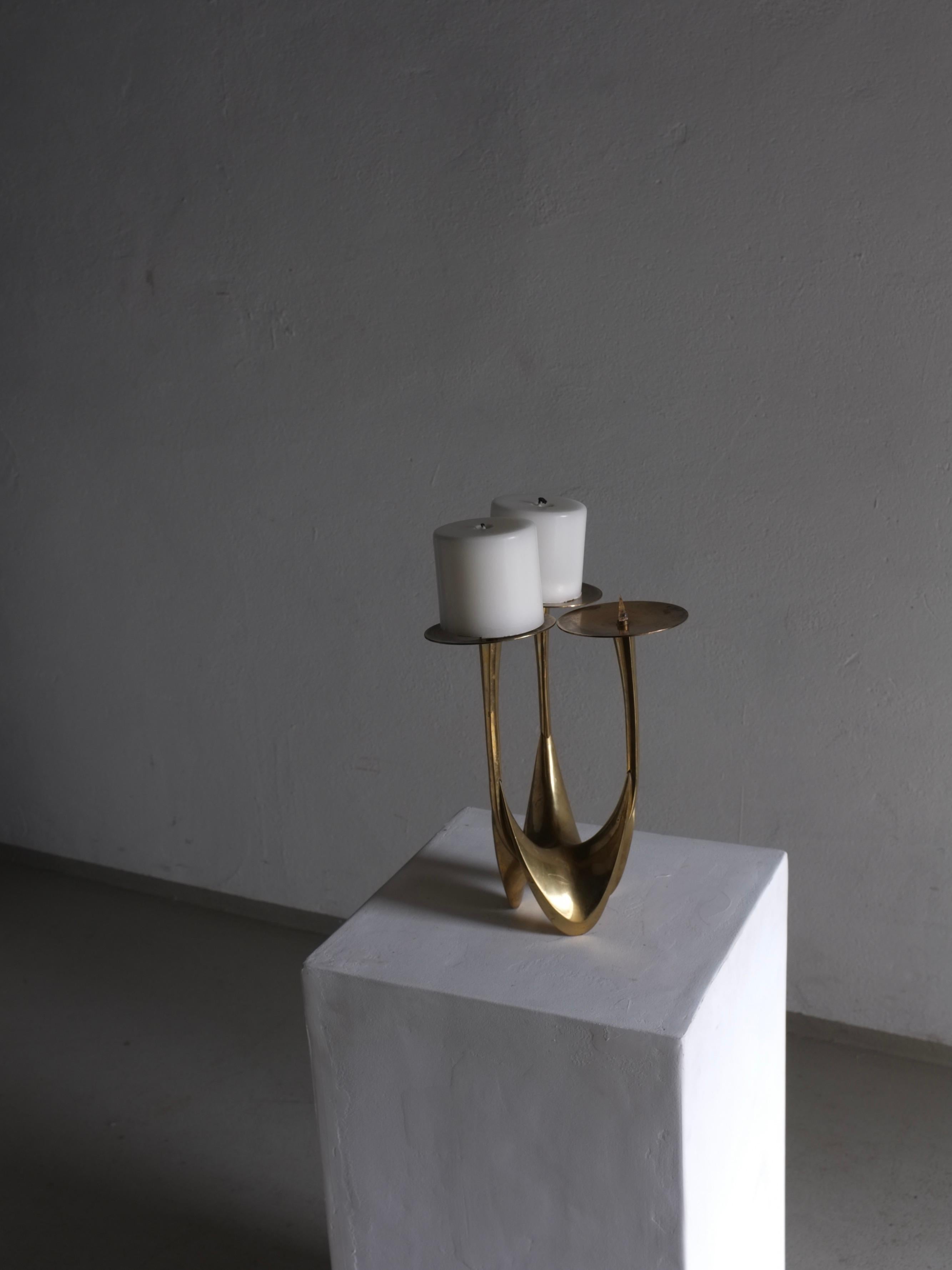 20th Century Brutalist Brass Candle Holder by Klaus Ullrich, Faber and Schumacher, 1950s For Sale