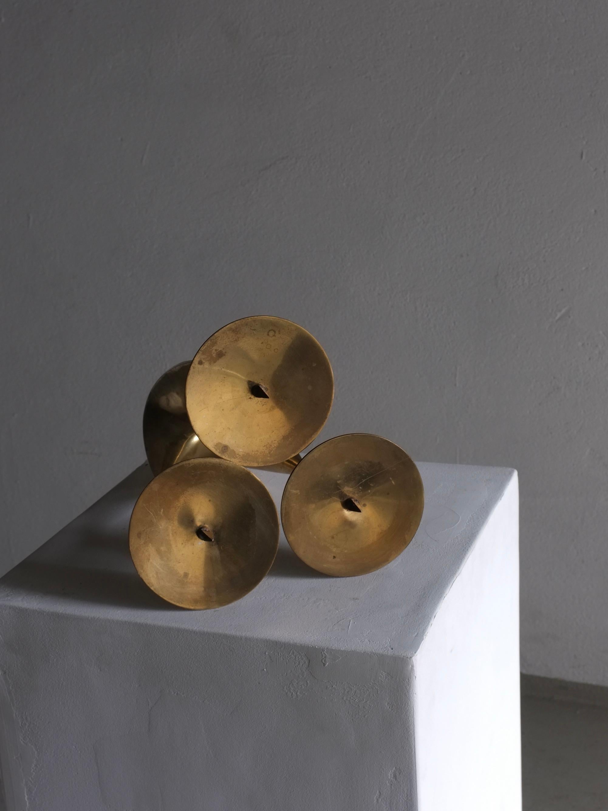 Metal Brutalist Brass Candle Holder by Klaus Ullrich, Faber and Schumacher, 1950s
