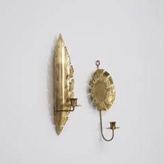 Brutalist Brass Candle Sconces by Svend Aage Holm Sorensen, 1970s, Denmark