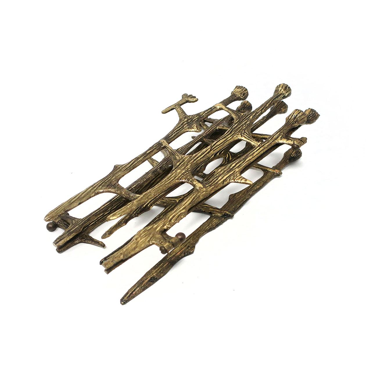 Cast Brutalist Brass Candleholder