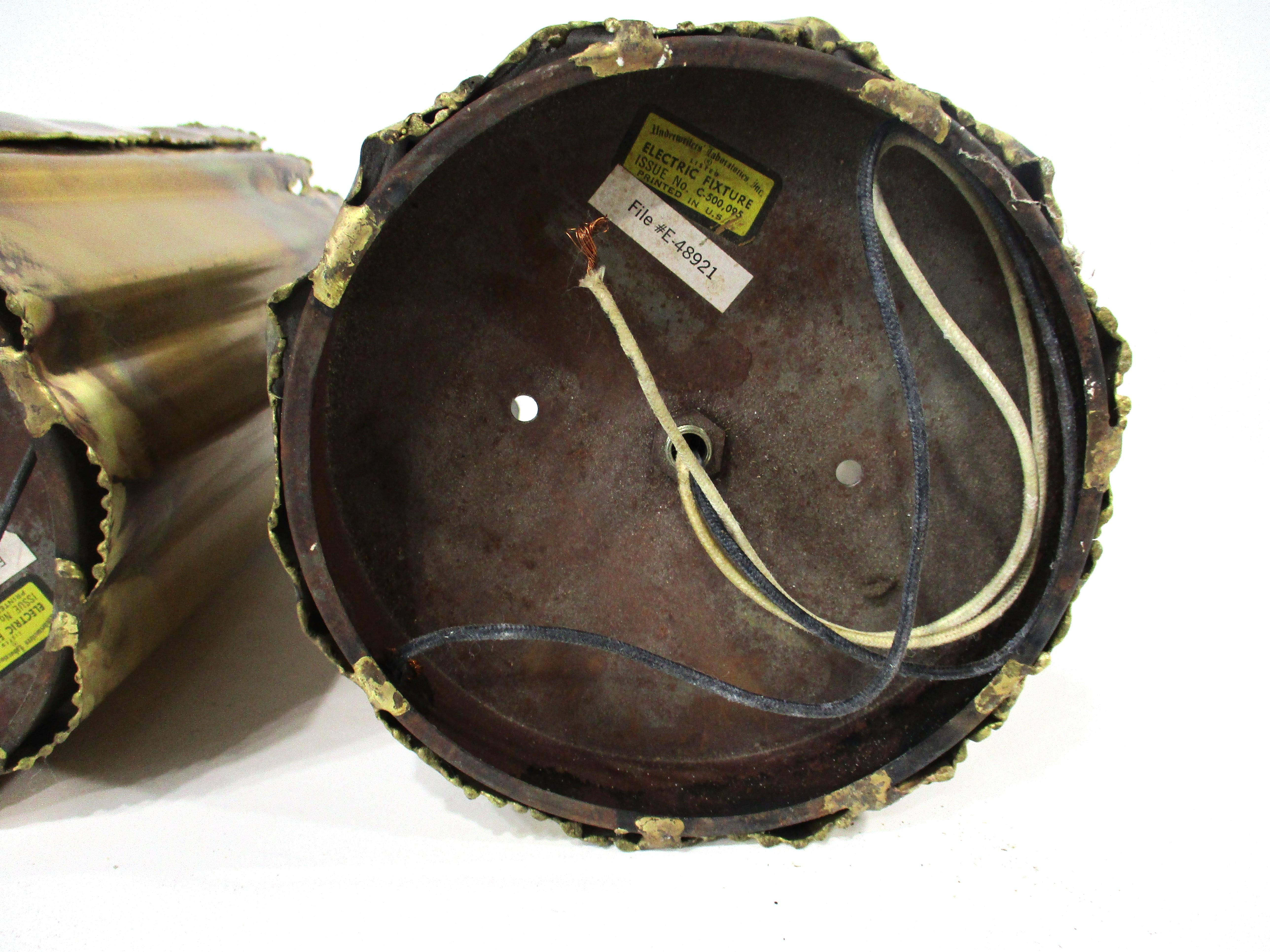 Jere styled Brutalist Brass Ceiling Lights by Tom Greene for Feldman For Sale 5
