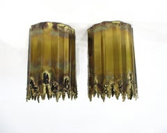 Plafoniere in ottone brutalista in stile Jere di Tom Greene & Greene per Feldman