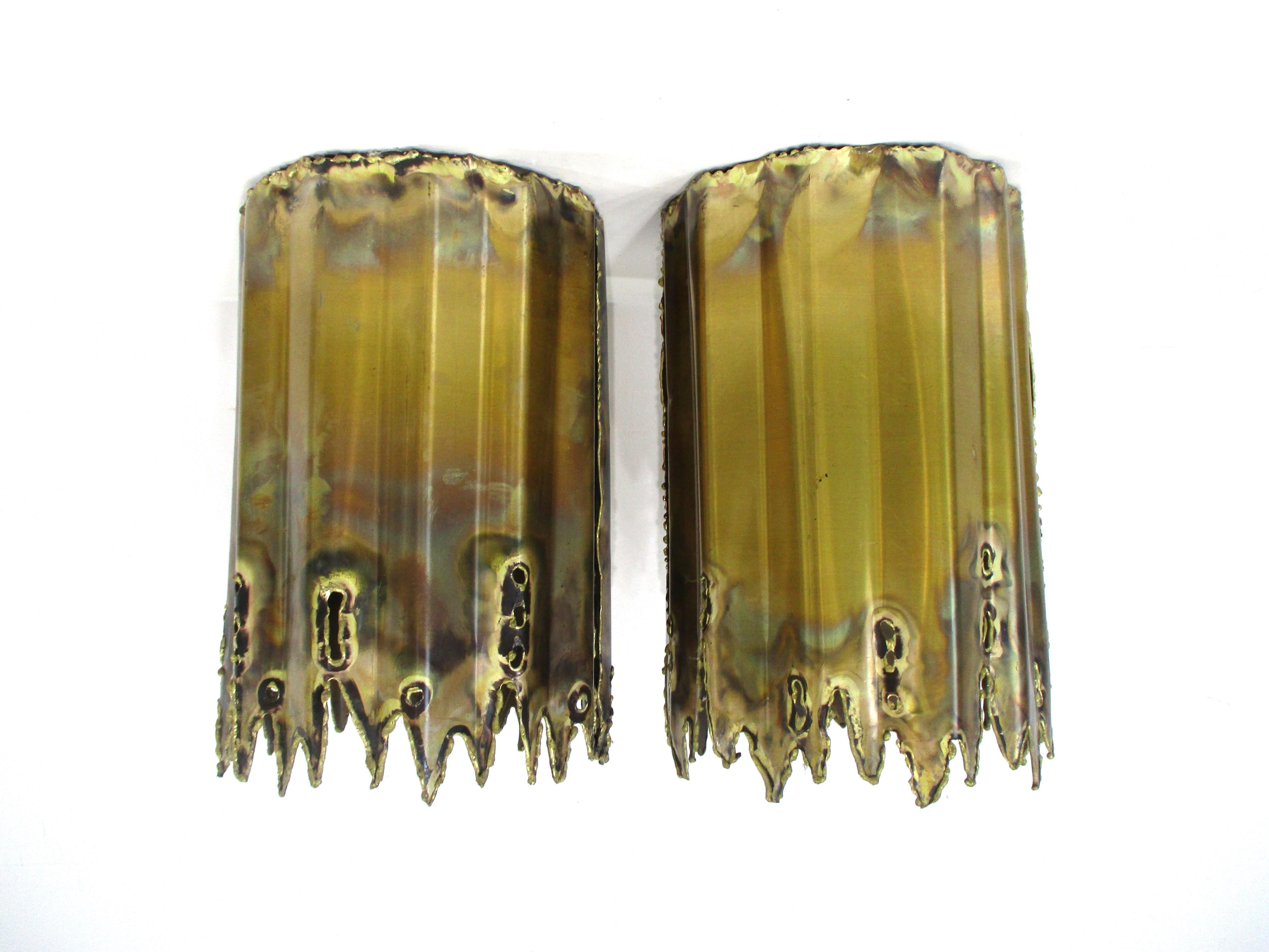 American Jere styled Brutalist Brass Ceiling Lights by Tom Greene for Feldman For Sale