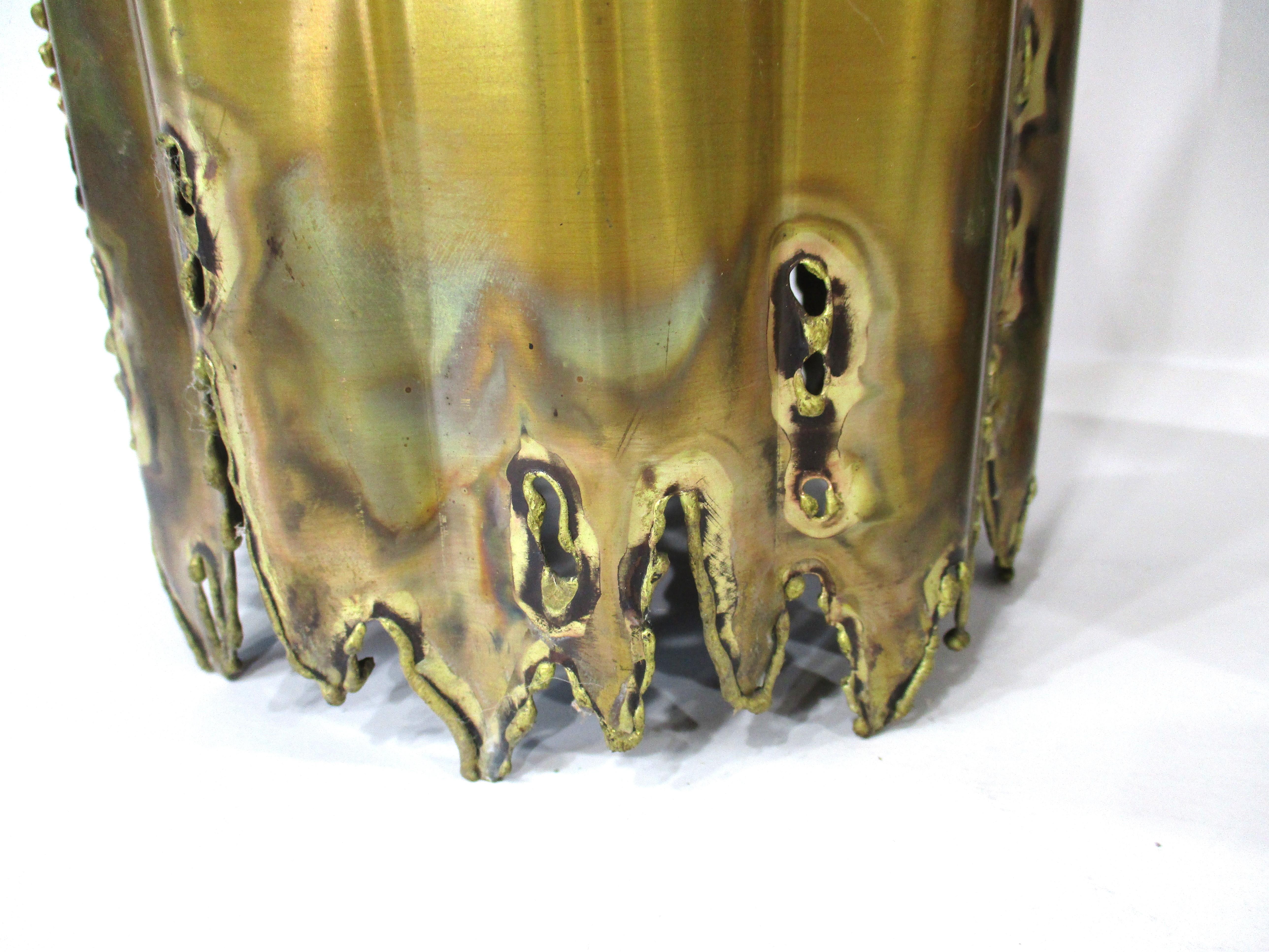 Jere styled Brutalist Brass Ceiling Lights by Tom Greene for Feldman For Sale 1