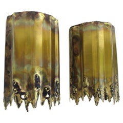 Jere styled Brutalist Brass Ceiling Lights by Tom Greene for Feldman