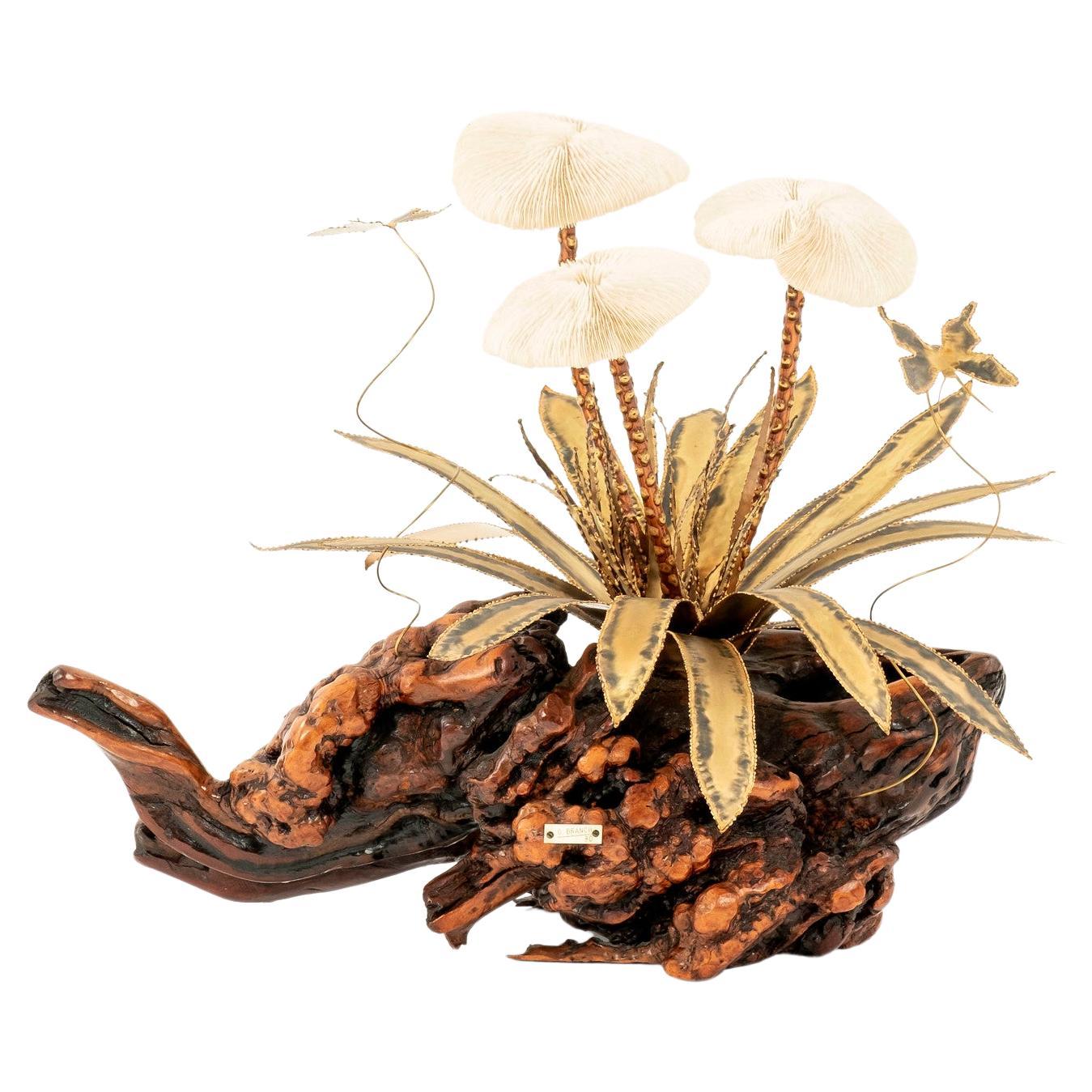 Brutalist Brass Driftwood Coral Sculpture For Sale