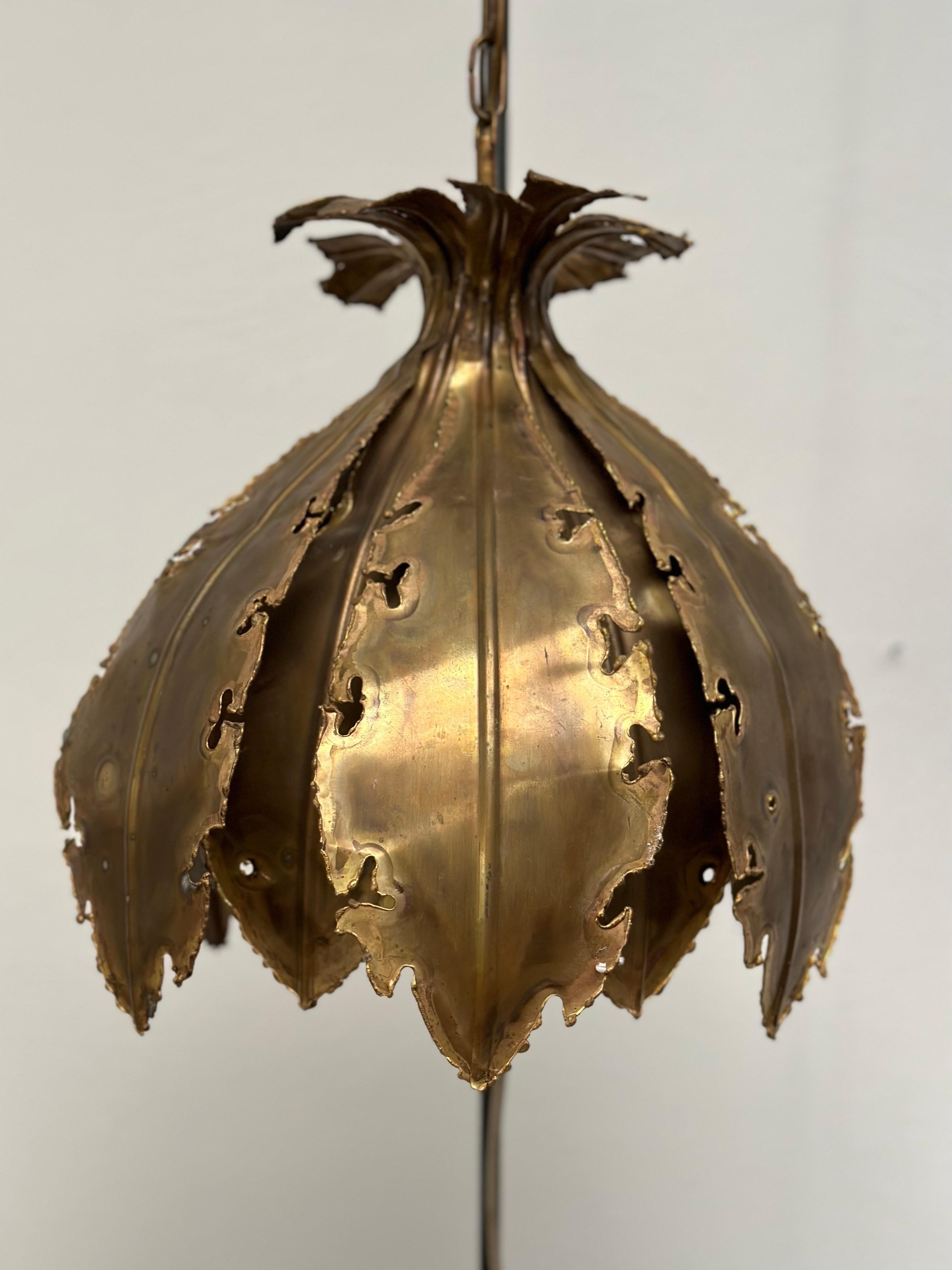 Brutalist Brass Hanging Lamp by Sven Aage Jensen for Holm Sørensen, 1960s For Sale 4