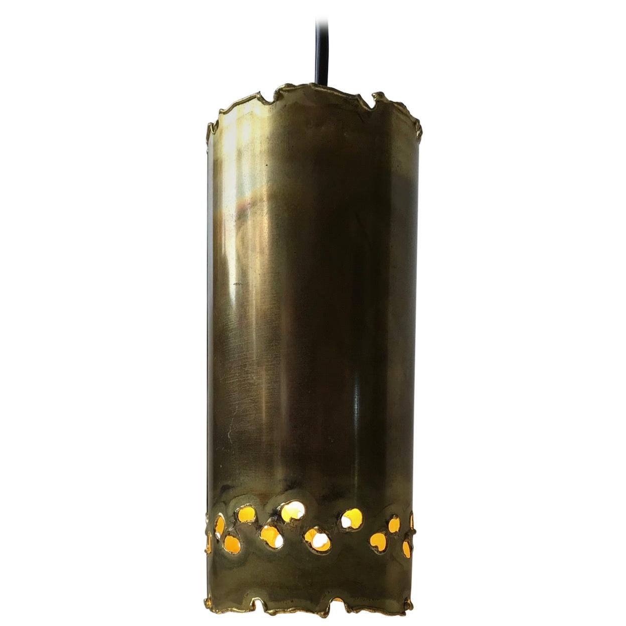 Brutalist Brass Hanging Lamp by Svend Aage Holm Sørensen, 1960s For Sale